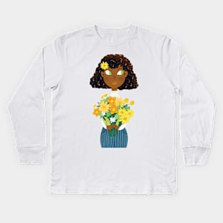 Flora: Yellow Kids Long Sleeve T-Shirt